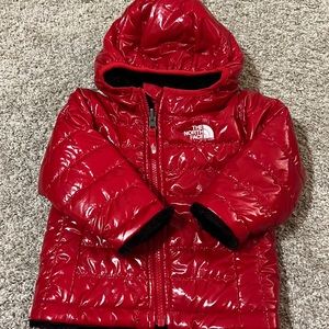 Toddler 9/12 months Reversible Shiny Red North Face Coat